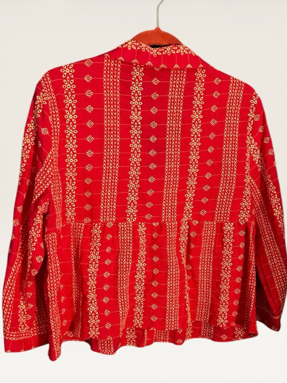 Zara Fuschia Embroidered Button-Up Shirt - Picture 8 of 8